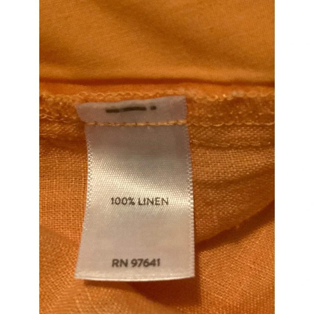 J. Jill Love Linen Blazer Wide Leg Crop Pants 2 Piece Suit Set XL Orange Coastal